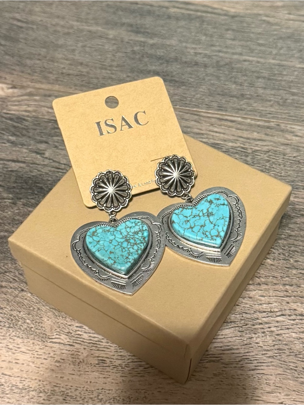 NWT! Turquoise Heart Drop Earrings - Silver-Tone